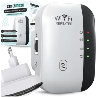 Wzmacniacz sygnału WiFi 300 mb/s + repeater z mocnym zasięgiem (2 tryby + WPS)